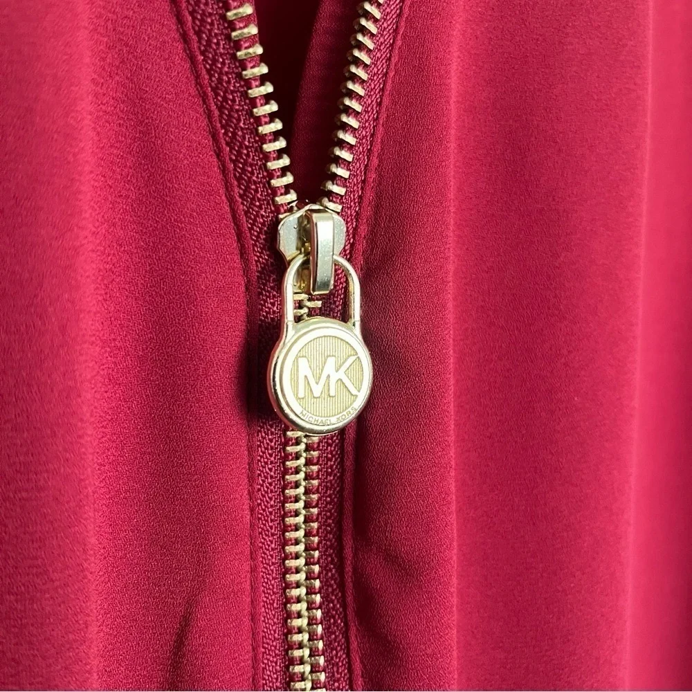 Michael Kors Gold Zipper Red Blouse Size S